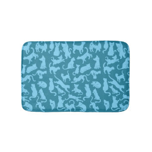 Tapete De Banheiro Padrão de Cat Azul