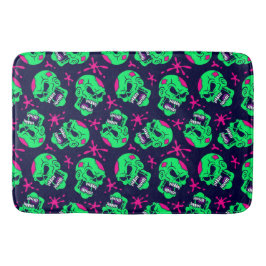 Tapete De Banheiro Padrão de Caveiras de Zumbi Neon