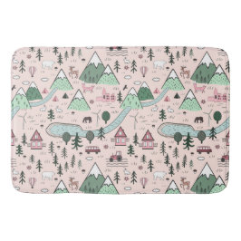 Tapete De Banheiro Padrão de Cidade da Fazenda escandinava rosa