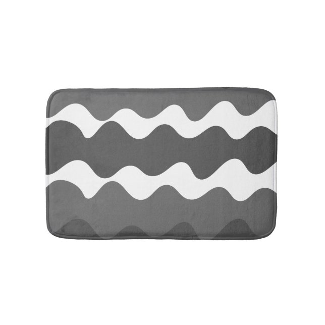 Tapete De Banheiro Padrão de cinzas e ondas horizontais brancas (frente)