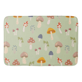Tapete De Banheiro Padrão de Cogumelos Coloridos de Cottagecore
