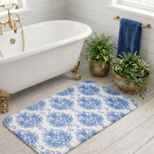 Padrão de damasco mediterrâneo azul branco elegant