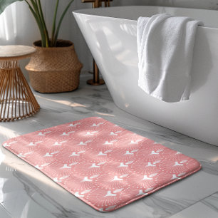 Tapete De Banheiro Padrão de deco de arte branco e rosa