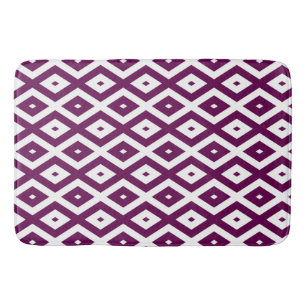Tapete De Banheiro Padrão de diamante branco e roxo de ameixa