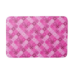 Tapete De Banheiro Padrão de Diamante com Filigrana Rosa