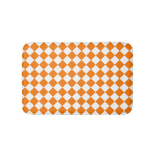 Tapete De Banheiro Padrão de Diamante do Verificador Branco Laranja