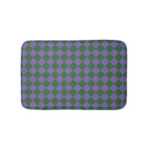 Tapete De Banheiro Padrão de Diamante do Verificador Verde Roxo