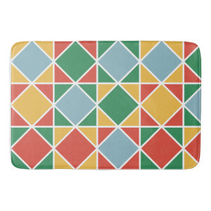 Tapete De Banheiro Padrão de diamante Vintage amarelo verde e vermelh