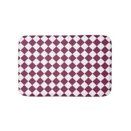 Tapete De Banheiro Padrão de diamante xadrez branco bordô