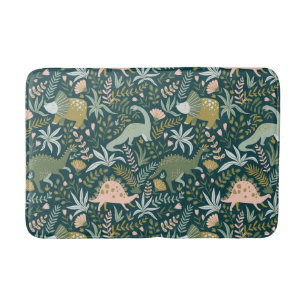 Tapete De Banheiro Padrão de Dinossauro Verde