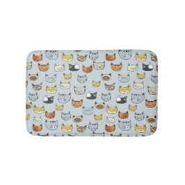 Tapete De Banheiro Padrão de Doodle do Rosto de Gato