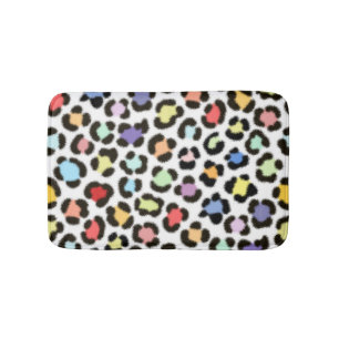 Tapete De Banheiro Padrão de Efeito de Pele Leopardo Multicolorida Tr