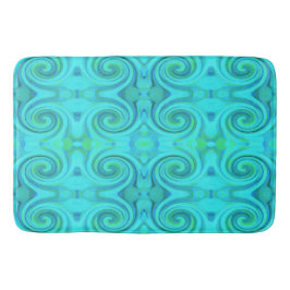 Tapete De Banheiro Padrão de espiral de Arte Líquida de Abstrato Azul