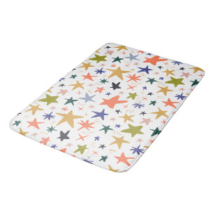 Tapete De Banheiro Padrão de Estrela Colorido Vibrante