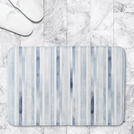 Tapete De Banheiro Padrão de Faixa Azul de Aquarela Minimalista