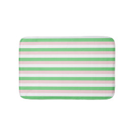 Tapete De Banheiro Padrão de Faixa Horizontal Cor-de-Rosa Verde