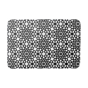 Tapete De Banheiro Padrão de Floco de Neve Preto e Branco