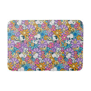 Tapete De Banheiro Padrão de Flor de Esnoopia e Woodstock