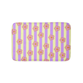 Tapete De Banheiro Padrão de Flor de Estirpe Roxo Retroativo