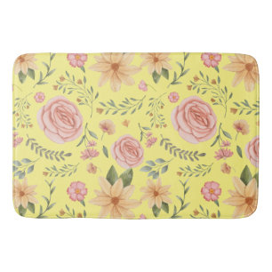 Tapete De Banheiro Padrão de flor selvagem do legante amarelo