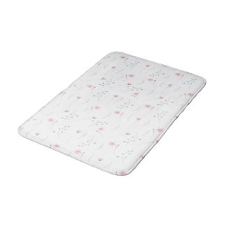 Tapete De Banheiro Padrão de Flor Silvestre em Aquarela Rosa Azul Fof