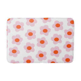 Tapete De Banheiro Padrão de Flor Simples, Floral Vermelho, Preppy