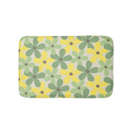 Tapete De Banheiro Padrão de Flor Verde Amarelo Retroativo Y2K 70s