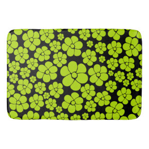 Tapete De Banheiro Padrão de Flor - Verde limão