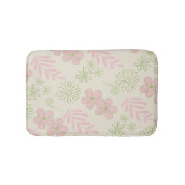 Tapete De Banheiro Padrão de Flor Verde Rosa bege Retroativo Y2K 70s
