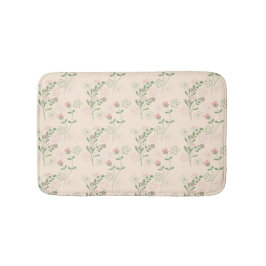 Tapete De Banheiro Padrão de Flor Verde Rosa Y2K 70s Rosa Verde
