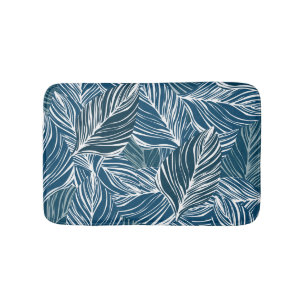 Tapete De Banheiro Padrão de Folha Azul: Papel de Wallpaper Vintage.