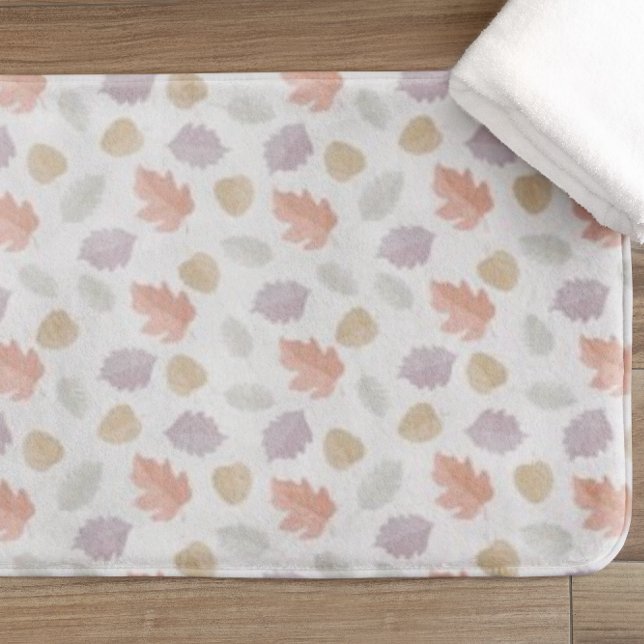 Tapete De Banheiro Padrão de Folha de Folha de Pastel Suave | outono  (Criador carregado)