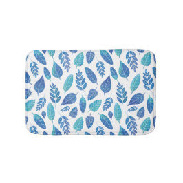 Tapete De Banheiro Padrão de Folhas de Aquarela Azul