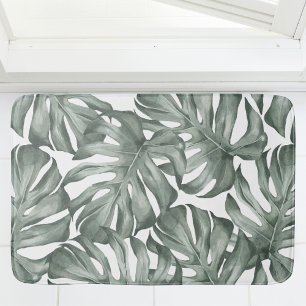 Tapete De Banheiro Padrão de Folhas de Oásis Moderna de Aquarela Trop