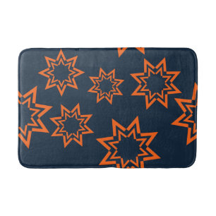 Tapete De Banheiro Padrão de forma de estrela divertida, laranja, leg