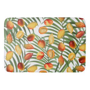 Tapete De Banheiro Padrão de Fruta de Verão Vintage Mango & Greenery