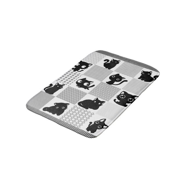 Tapete De Banheiro Padrão de Gato Preto Cinto (Angulado)