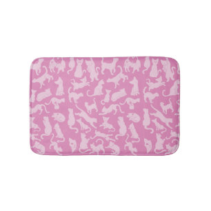 Tapete De Banheiro Padrão de Gato Rosa