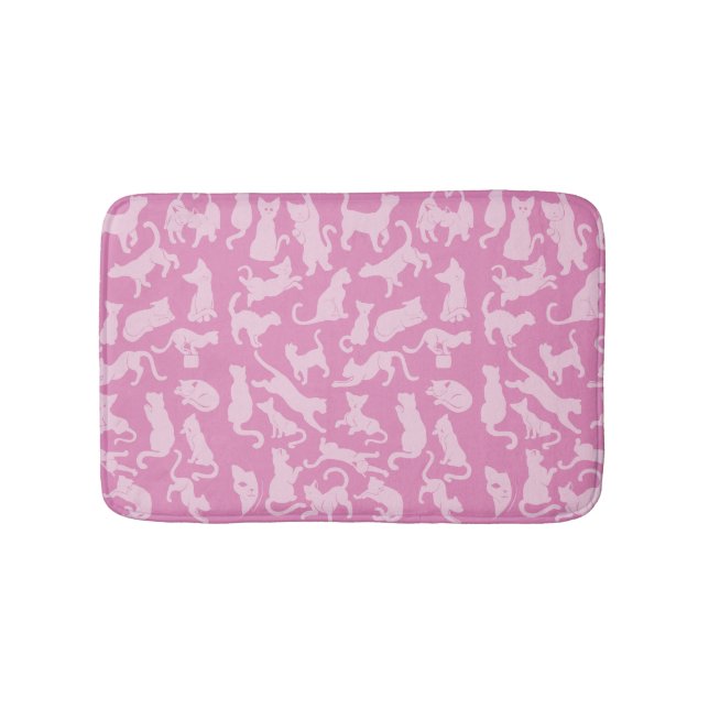 Tapete De Banheiro Padrão de Gato Rosa (frente)