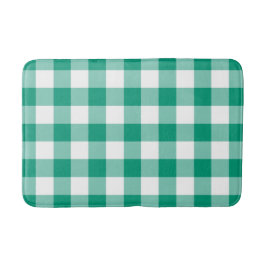 Tapete De Banheiro Padrão de Gingham da Xadrez Verde Moderna