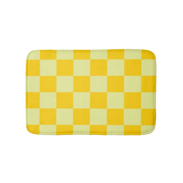 Tapete De Banheiro Padrão de Gingham Verificado Amarelo (frente)