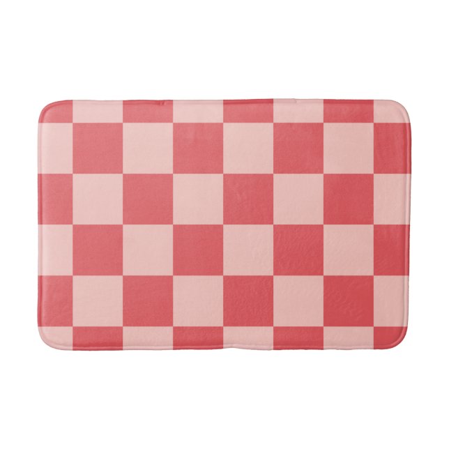 Tapete De Banheiro Padrão de Gingham Vermelhos Rosa Verificado (Frente)
