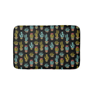 Tapete De Banheiro Padrão de Grunge Escuro Cactus