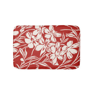 Tapete De Banheiro Padrão de Ilustração Floral Elegante Red Abstrato
