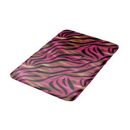 Tapete De Banheiro Padrão de Impressão Animal Dourado de Zebra Rosa P