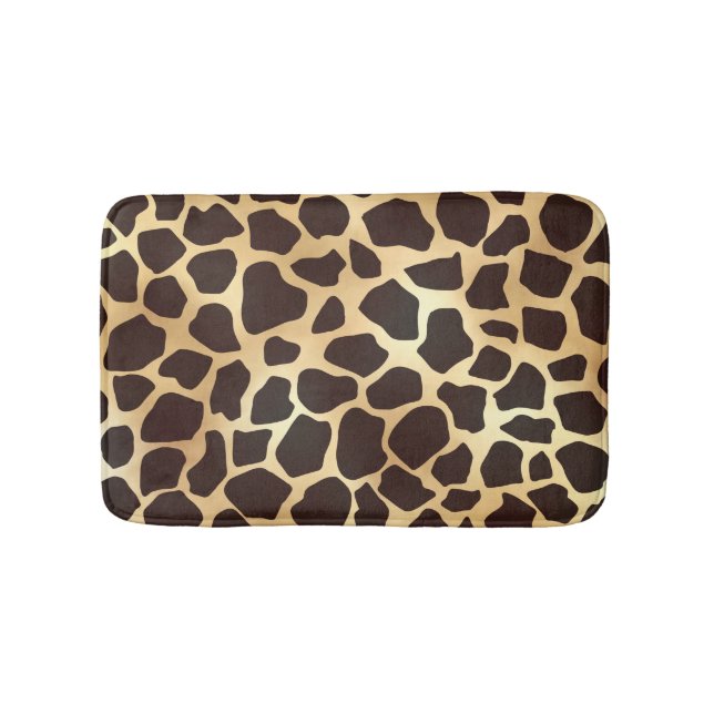 Tapete De Banheiro Padrão de Impressão Animal Marrom Giraffe Dourado  (frente)