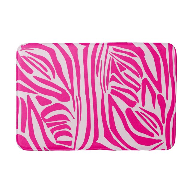 Tapete De Banheiro Padrão de Impressão de Zebra Rosa (Frente)