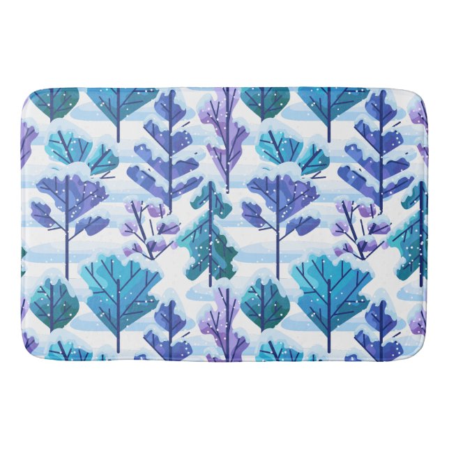 Tapete De Banheiro Padrão de Inverno das Árvores Neves (Frente)