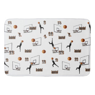 Tapete De Banheiro Padrão De Jogadores De Basquete,