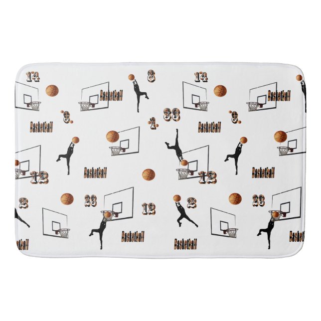 Tapete De Banheiro Padrão De Jogadores De Basquete, (Frente)